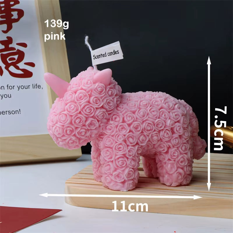 New Cute Rose Bear Aromatherapy Candle Soy Wax Animal Puppy Rabbit Unicorn Children'S Hand Gift Smokeless Eco-Friendly