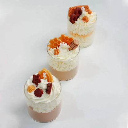 Unique Diy Ice Cream Candles Handmade Layered Strawberry Ice Cream Dessert Scented Candle for Gifts