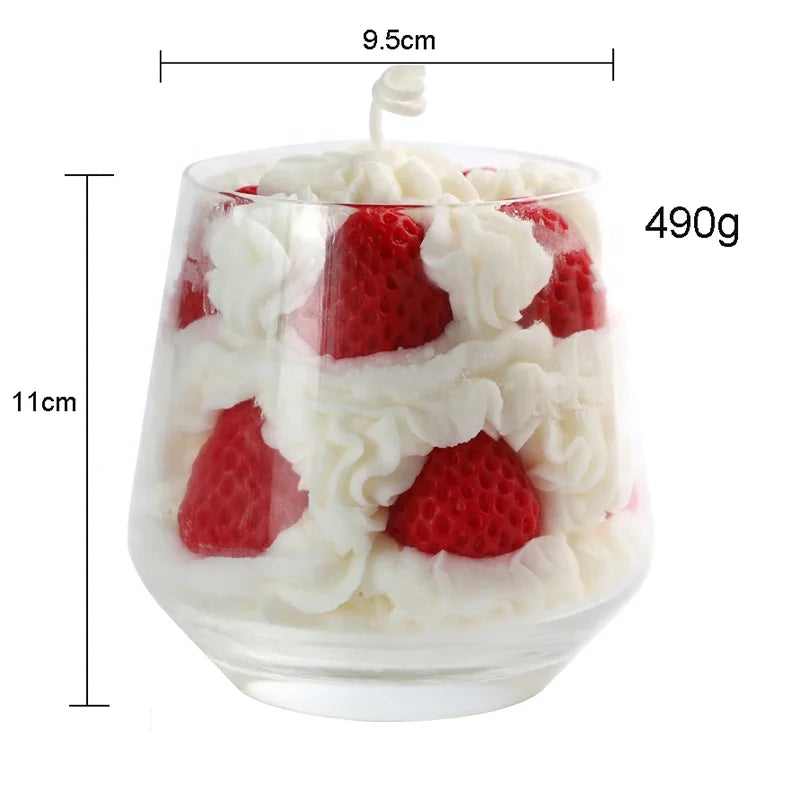Custom Private Label Strawberry Cream Tower Scented Candle Soy Wax Scented Candle Handmade Food Candle