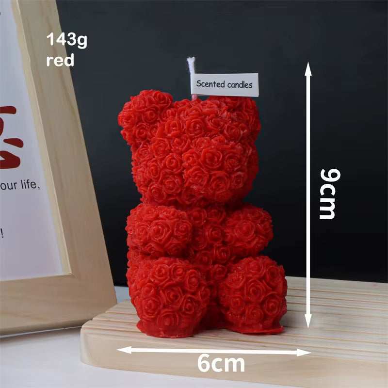 New Cute Rose Bear Aromatherapy Candle Soy Wax Animal Puppy Rabbit Unicorn Children'S Hand Gift Smokeless Eco-Friendly